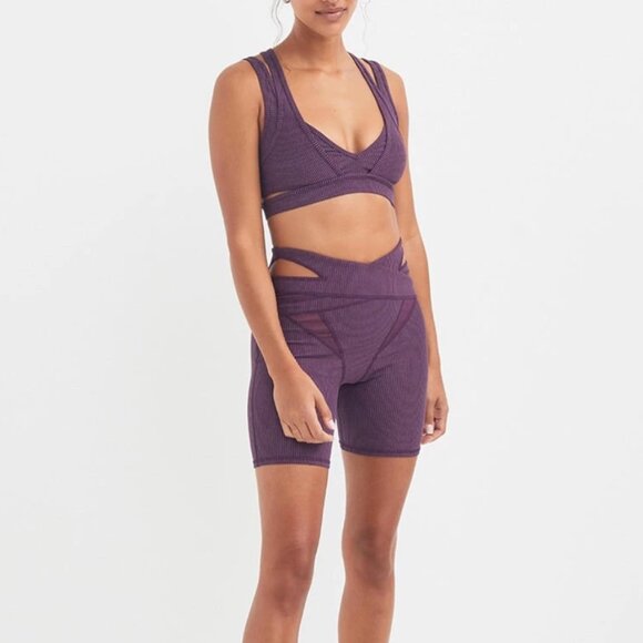 For Love & Lemons Workout Set cutout ribbed womens Purple (large) athleisure gym
